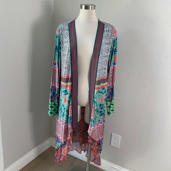 Soft Surroundings Womens Large Long Open Cardigan Duster Topper Stretch - Picture 2 of 13